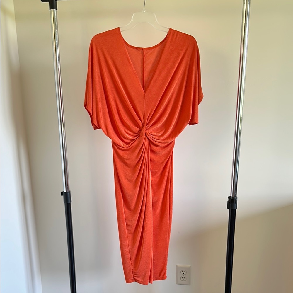 Shimmer Orange Draped Dress